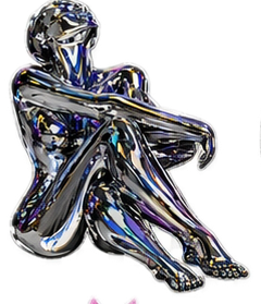 Chrome seated figure